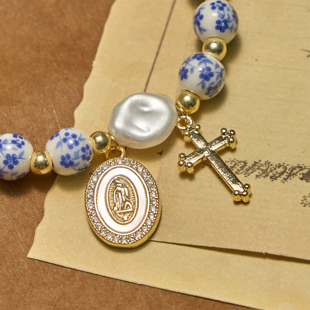 Christianartworkshop Our Lady Medal & Cross Floral-Inspired Bracelet: Faith Meets Style - image 4