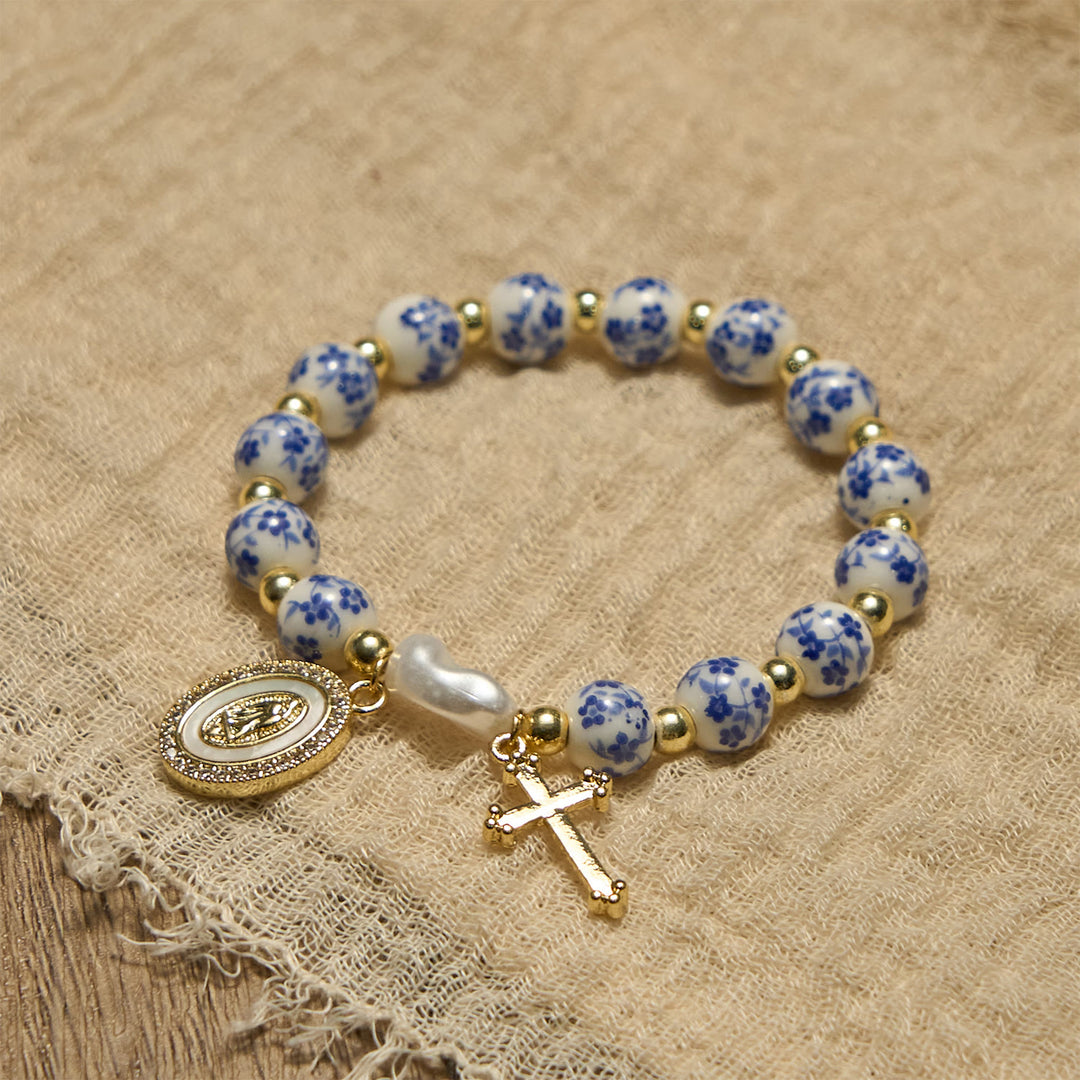 Christianartworkshop Our Lady Medal & Cross Floral-Inspired Bracelet: Faith Meets Style - image 4