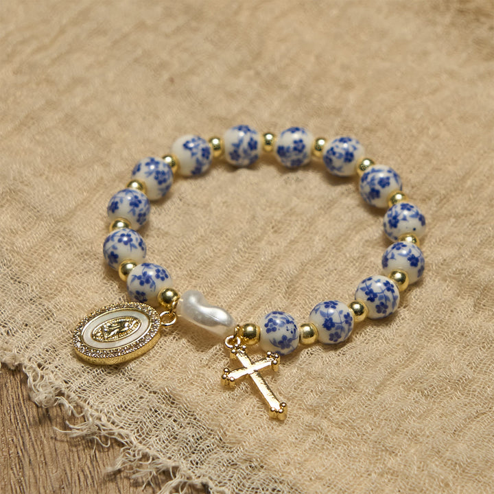 Christianartworkshop Our Lady Medal & Cross Floral-Inspired Bracelet: Faith Meets Style - image 3