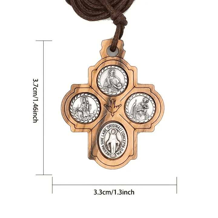 Christianartworkshop 5 in 1 Olive Wood Carmelite Cross Necklace - image 6