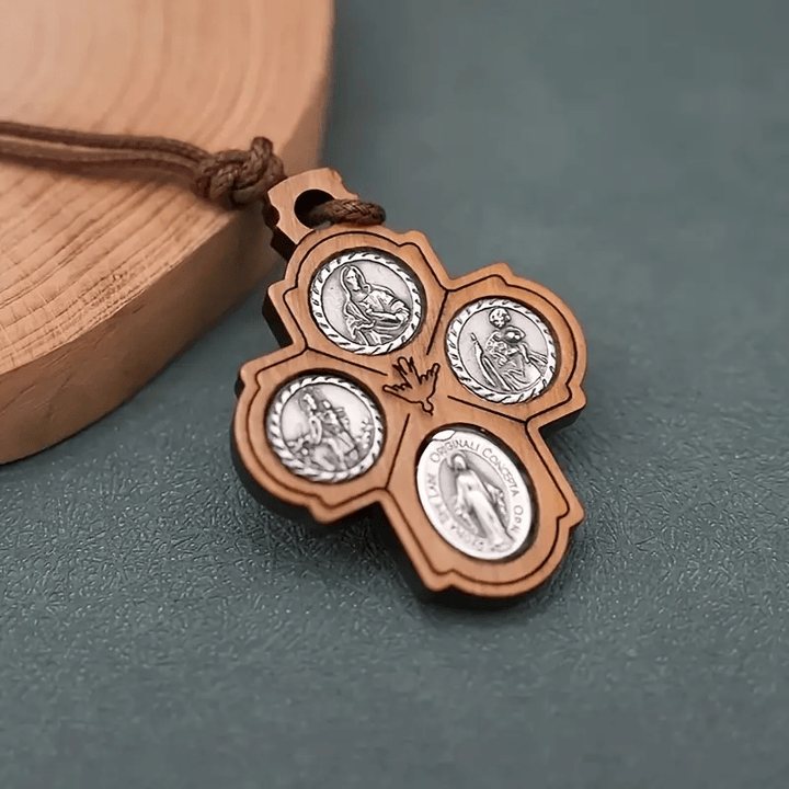 Christianartworkshop 5 in 1 Olive Wood Carmelite Cross Necklace - image 3