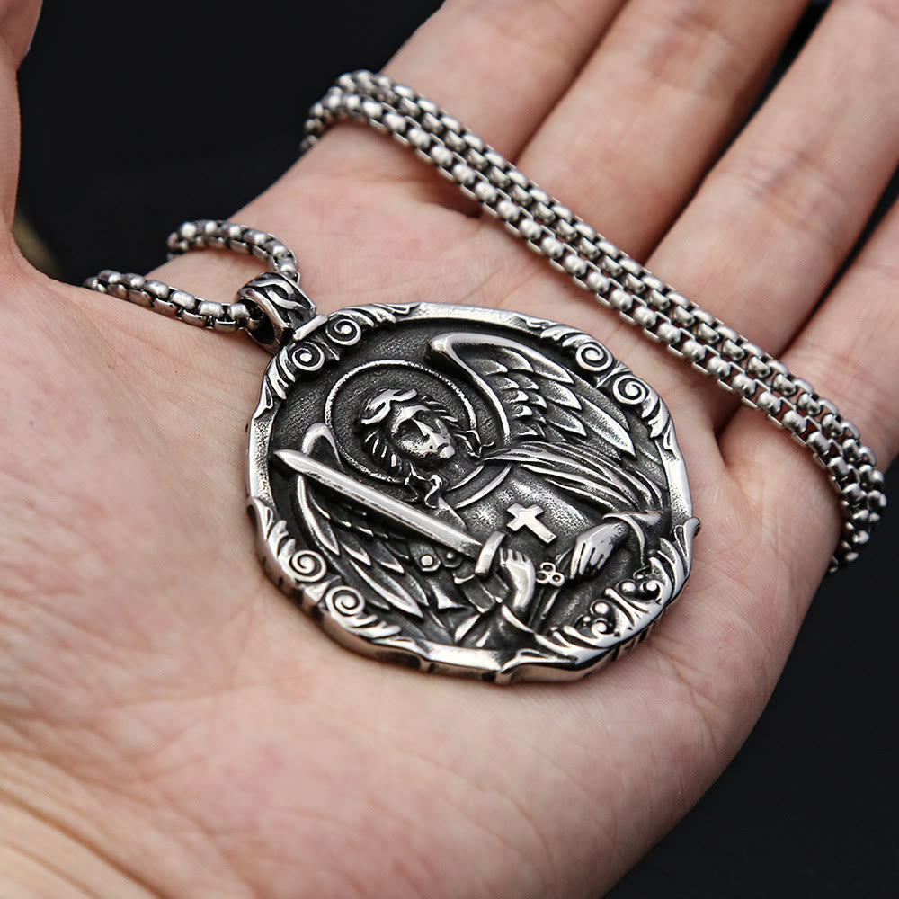 Christianartworkshop Cross Angel Wings Stainless Steel Pendant Necklace Chains - image 3