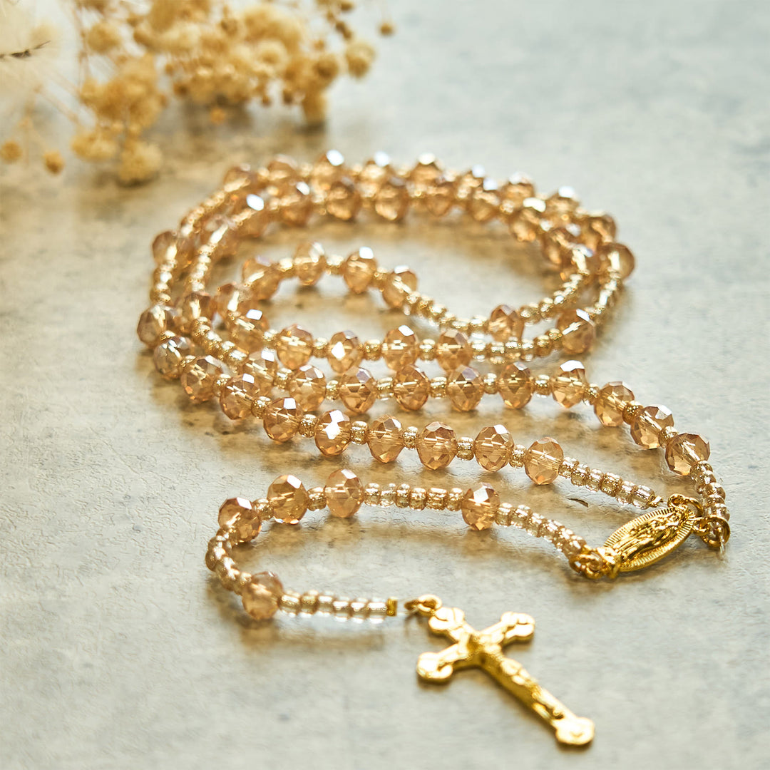 Christianartworkshop Champagne Crystal Our Lady of Guadalupe Rosary: A Divine Sparkle - image 8