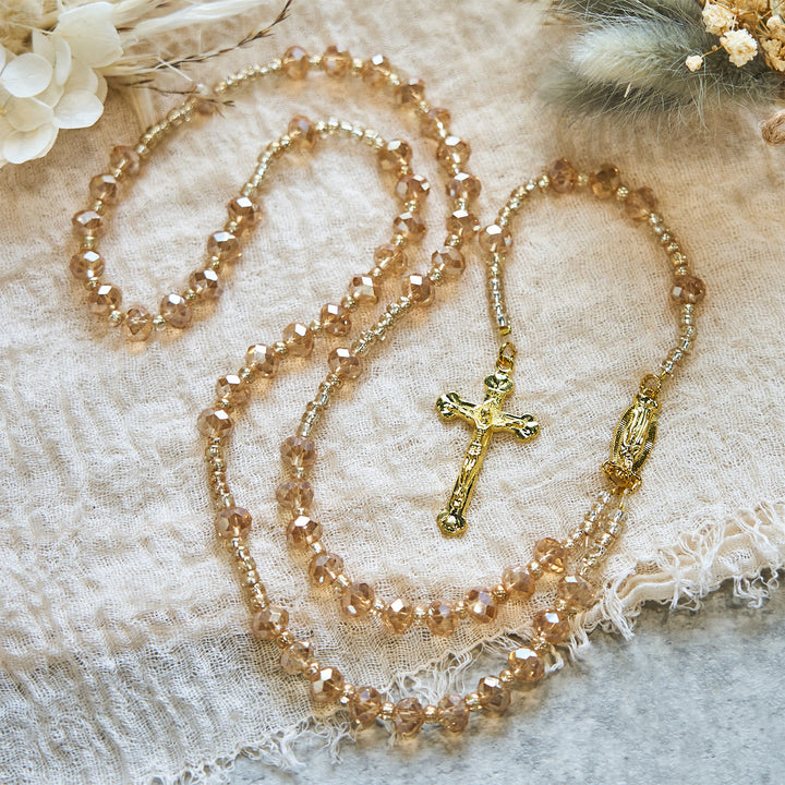 Christianartworkshop Champagne Crystal Our Lady of Guadalupe Rosary: A Divine Sparkle - Champagne - image 1
