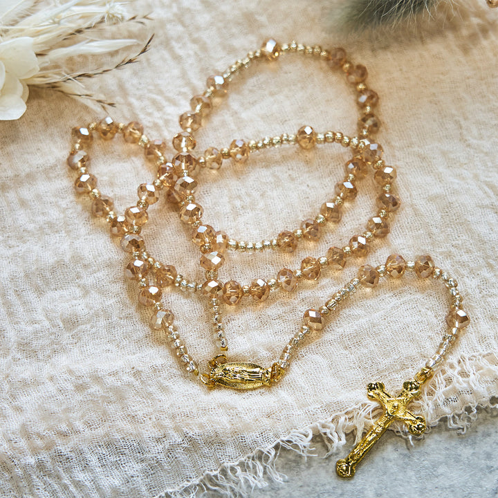 Christianartworkshop Champagne Crystal Our Lady of Guadalupe Rosary: A Divine Sparkle - image 6