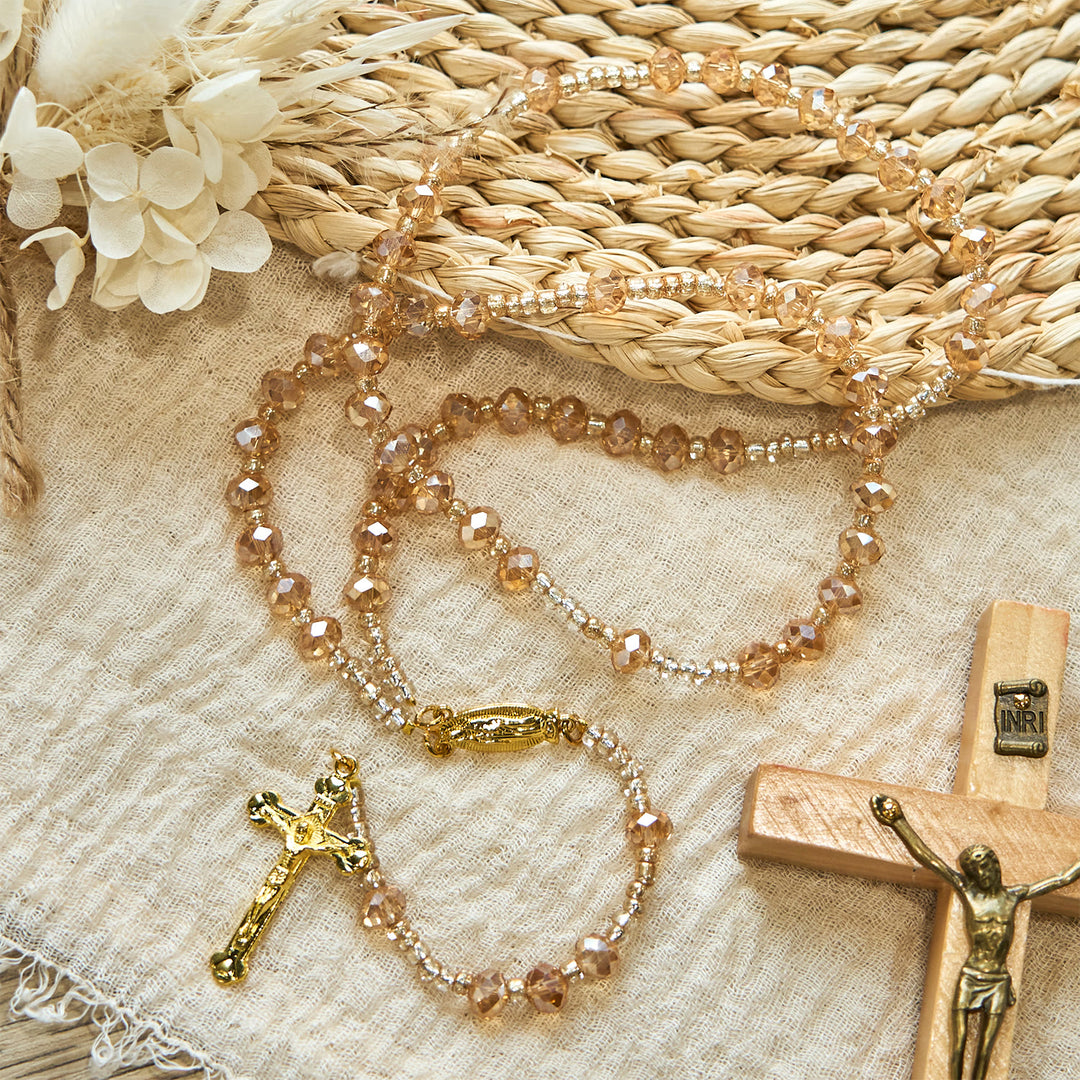 Christianartworkshop Champagne Crystal Our Lady of Guadalupe Rosary: A Divine Sparkle - image 4