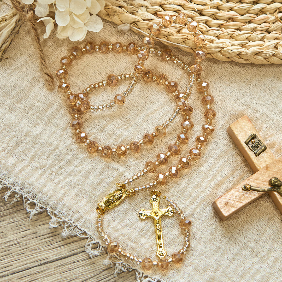 Christianartworkshop Champagne Crystal Our Lady of Guadalupe Rosary: A Divine Sparkle - image 2
