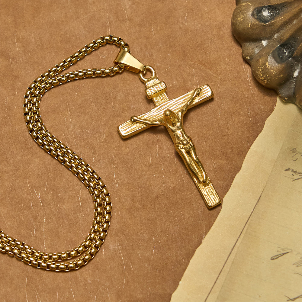 Christianartworkshop 3color Crucifix Pendant Necklace: Divine Amulet of Faith - Golden - image 2