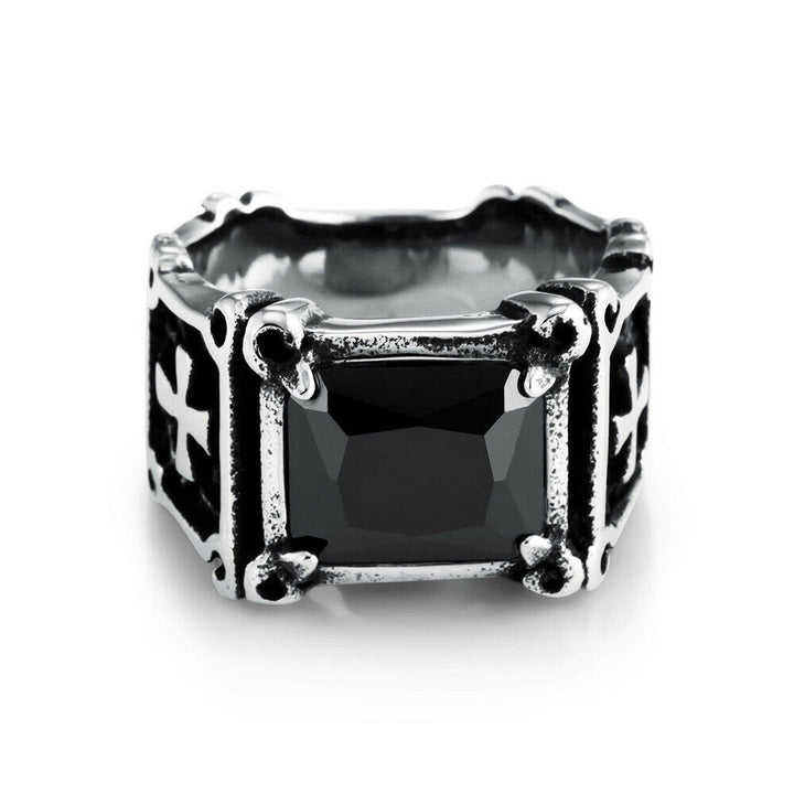 Christianartworkshop Red & Black Gemstone Cross - Embellished Couple Ring: A Symbol of Faith and Style - image 16