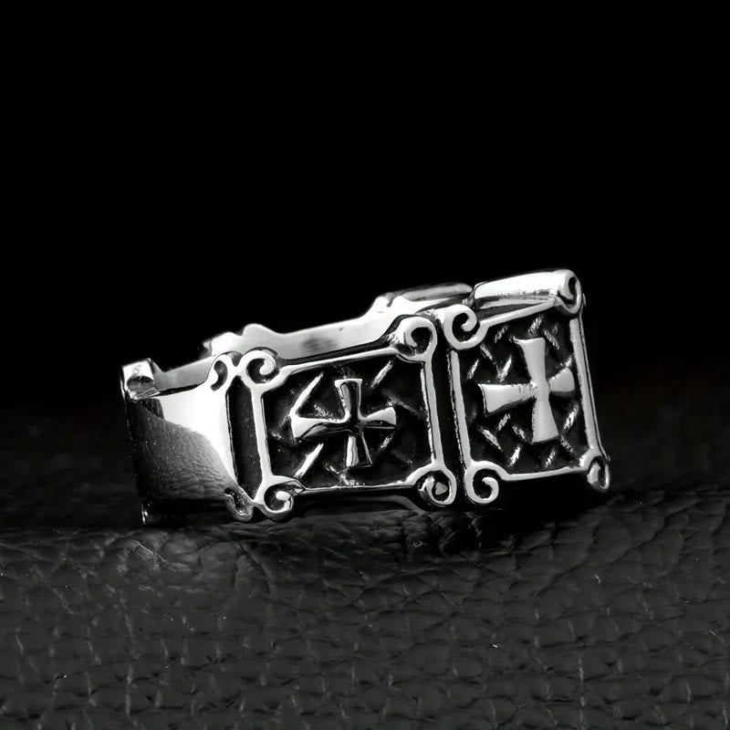 Christianartworkshop Red & Black Gemstone Cross - Embellished Couple Ring: A Symbol of Faith and Style - image 8