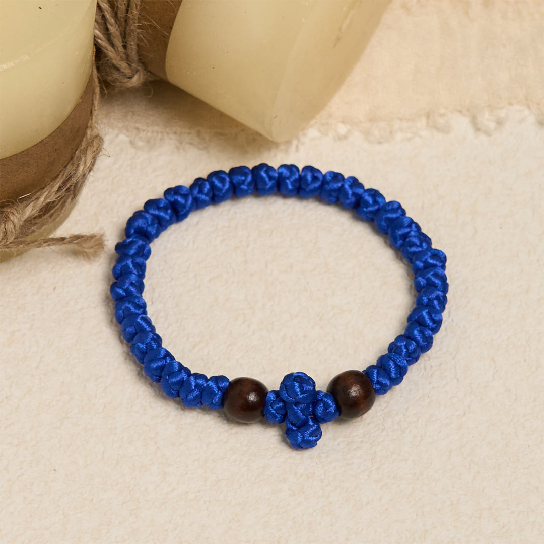 Christianartworkshop Blue & Black Cross - Knot String Bracelet: A Token of Faith - image 2
