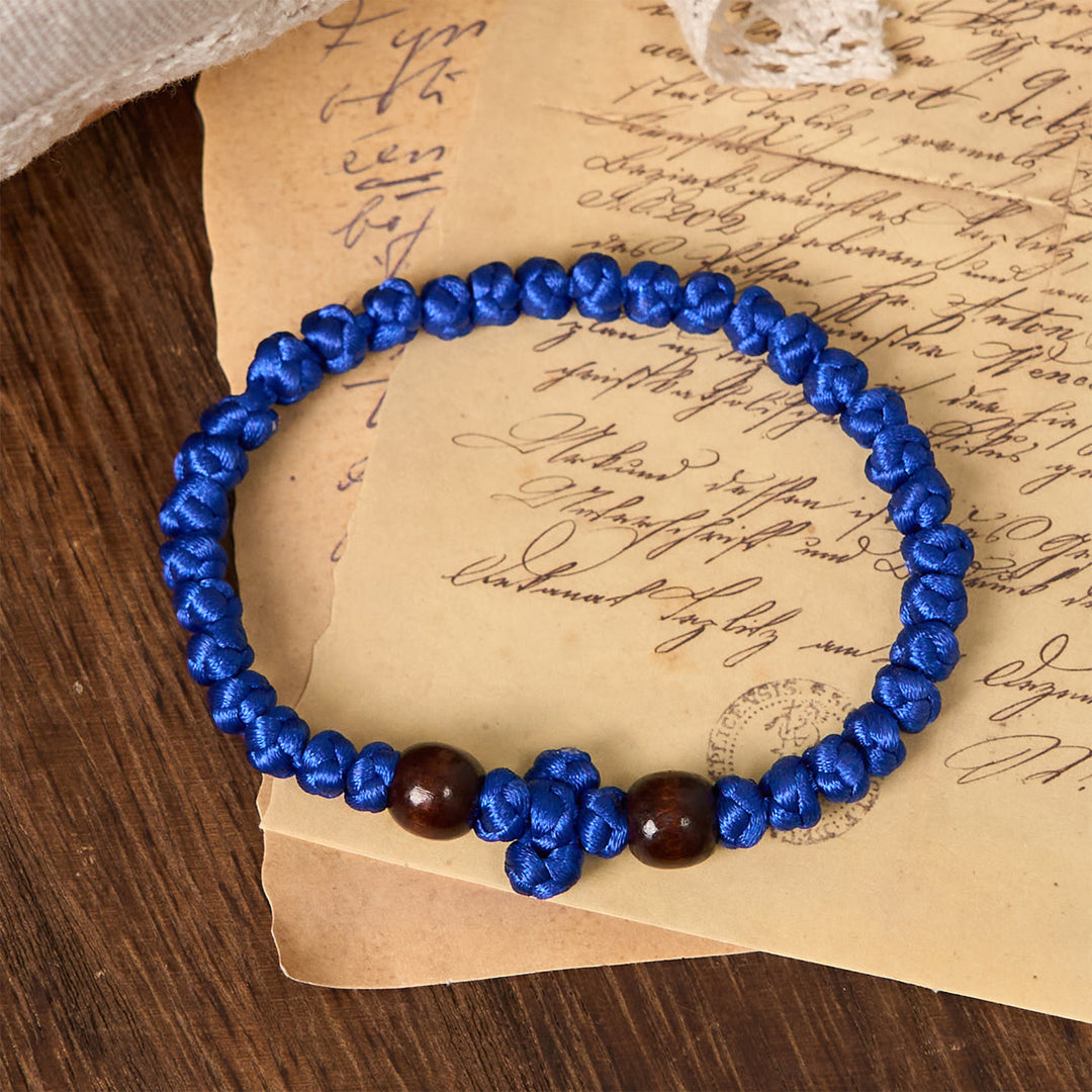 Christianartworkshop Blue & Black Cross - Knot String Bracelet: A Token of Faith - Blue - image 1