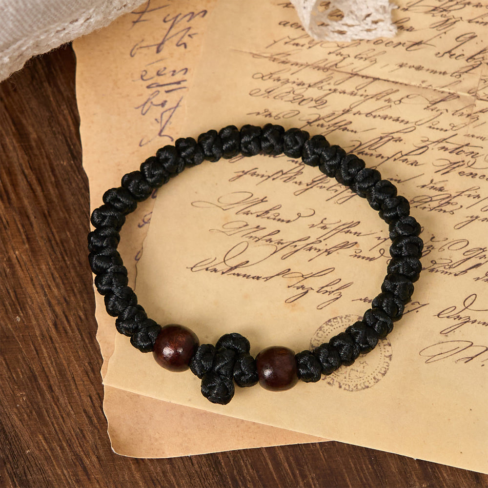 Christianartworkshop Blue & Black Cross - Knot String Bracelet: A Token of Faith - Black - image 2