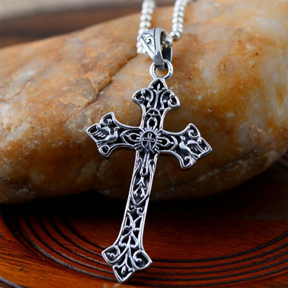 Christianartworkshop 925 Sterling Silver Vintage & Minimalist Style Cross Necklace: Distinctive Symbol of Faith - image 0