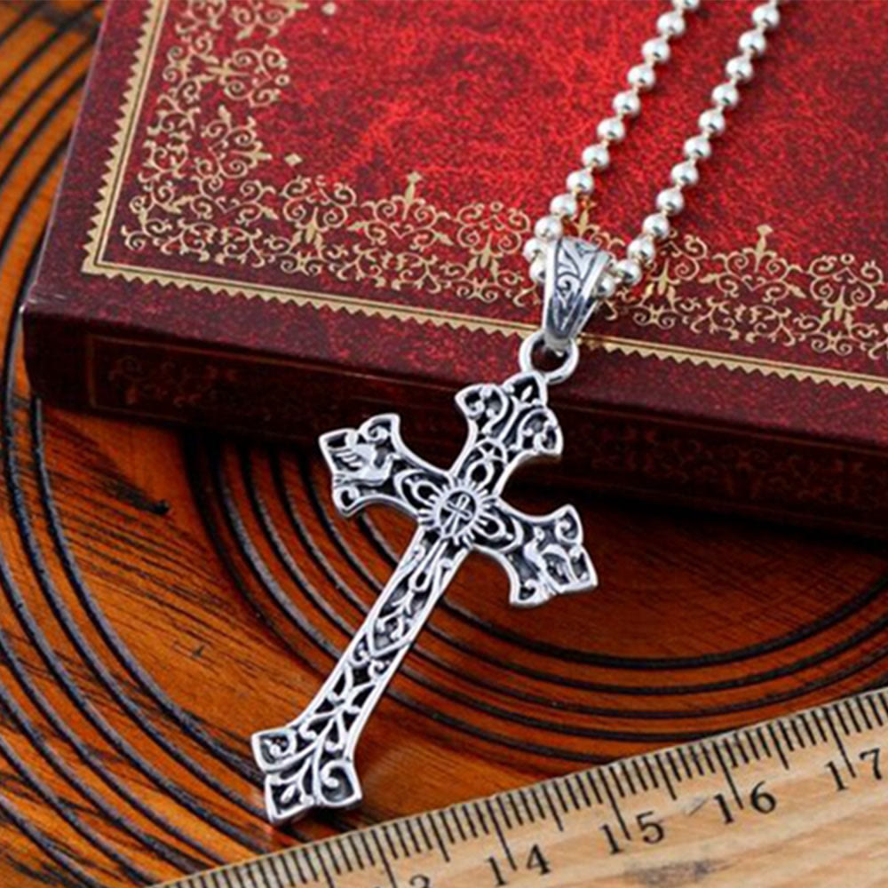 Christianartworkshop 925 Sterling Silver Vintage & Minimalist Style Cross Necklace: Distinctive Symbol of Faith - image 1