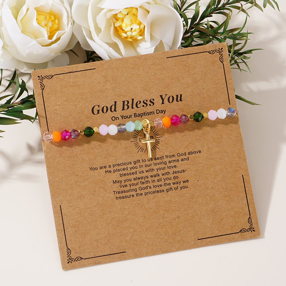 Christianartworkshop Multicolored Crystal Cross Bracelet with Blessed Card: A Vivid Token of Faith - image 2