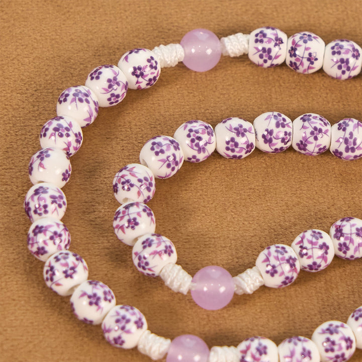 Christianartworkshop Miraculous Medal & Cross of 8mm Flower Ceramic Beads Handmade Rosary for Holy Prayer