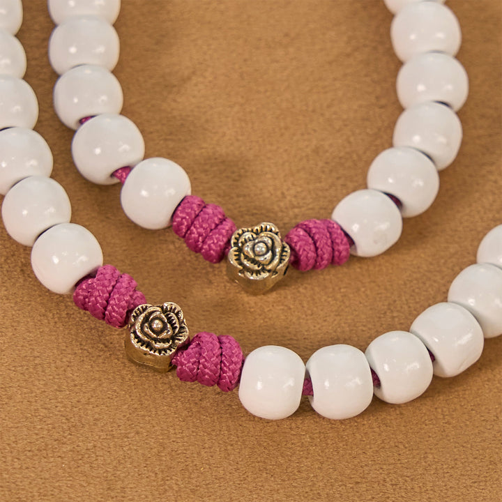 Christianartworkshop Grace - Infused Rosary: Handmade White Bead Rosary with Mary's Medal and Floral Accents - image 4