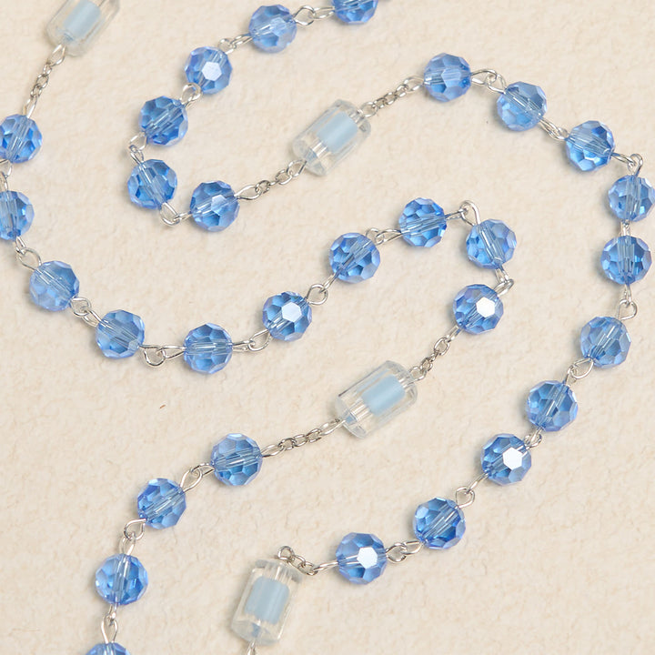 Christianartworkshop Handmade Crucifix Blue Crystal & Glass Our Lady Beads Divine Grace Rosary - image 4