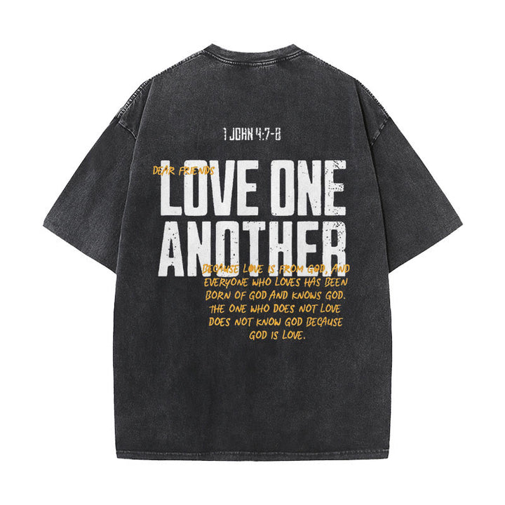 Christianartworkshop Love One Another Unisex Washed T-Shirt - Black - 5XL - image 1