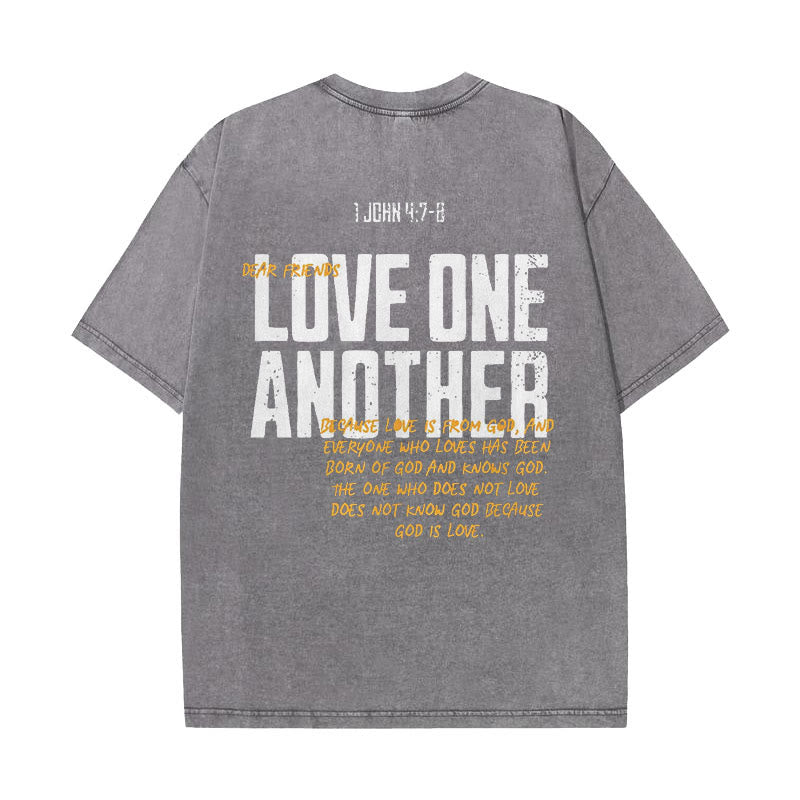 Christianartworkshop Love One Another Unisex Washed T-Shirt - Grey - 5XL - image 5