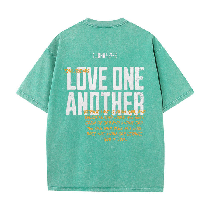 Christianartworkshop Love One Another Unisex Washed T-Shirt - Green - 5XL - image 17