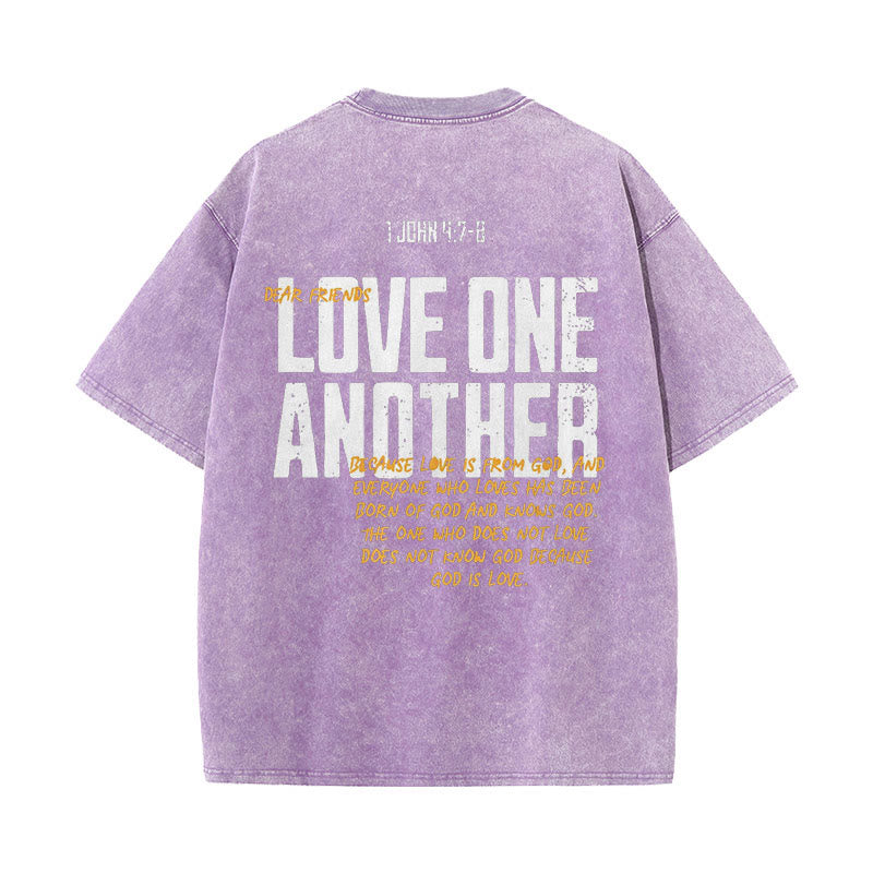 Christianartworkshop Love One Another Unisex Washed T-Shirt - Purple - 5XL - image 15