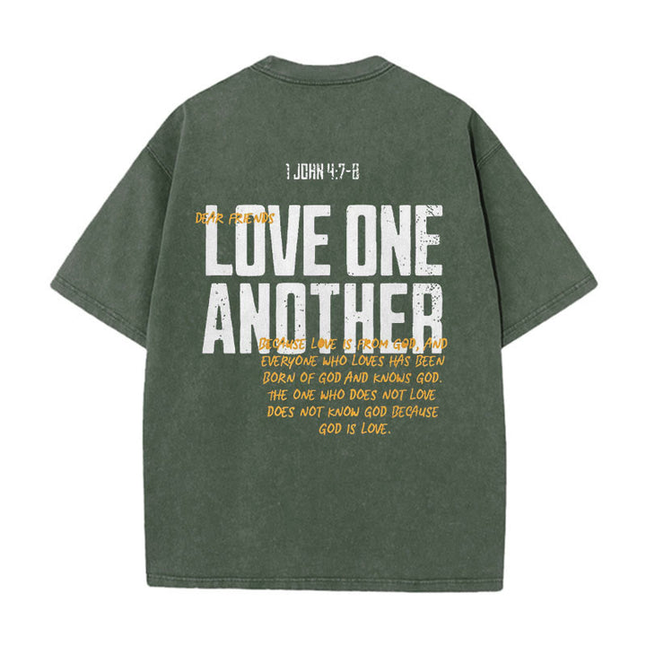 Christianartworkshop Love One Another Unisex Washed T-Shirt - Army Green - 5XL - image 7