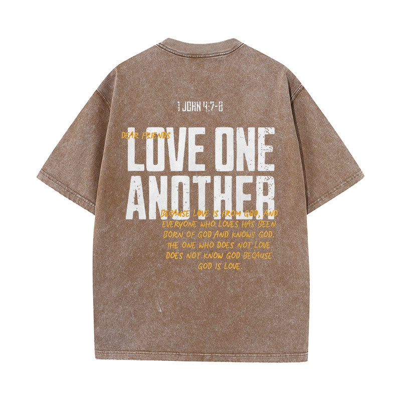 Christianartworkshop Love One Another Unisex Washed T-Shirt - Coffee - 5XL - image 9