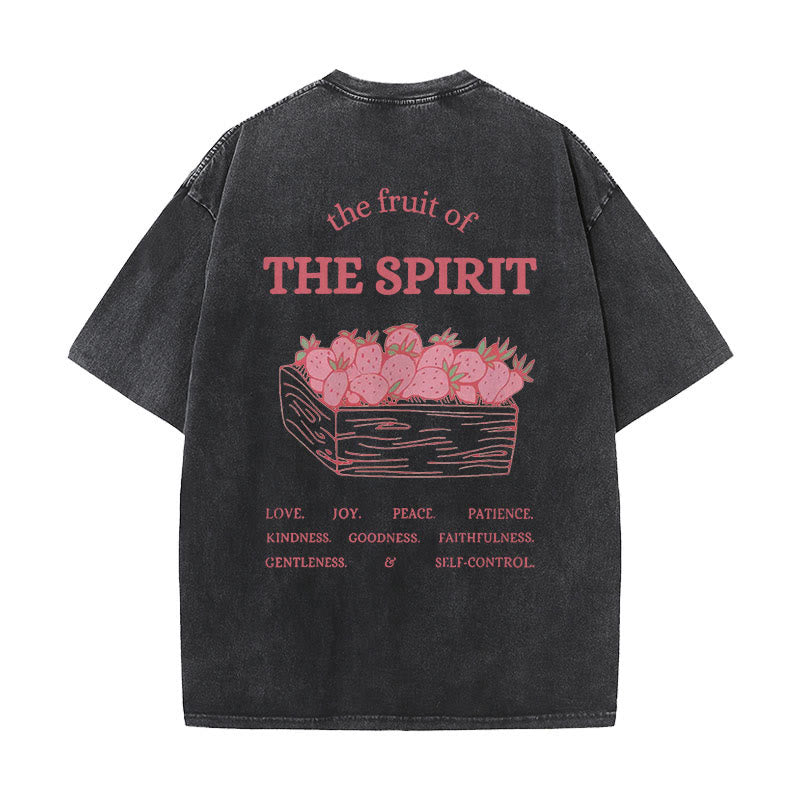 Christianartworkshop Fruit Of The Spirit Unisex Washed T-Shirt - Black - 5XL - image 1