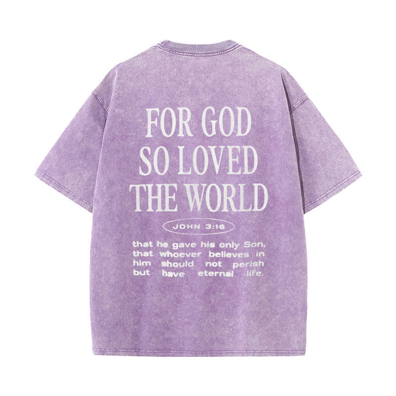 Christianartworkshop "For God So Loved the World" Unisex Washed T-Shirt - Purple - 5XL - image 15