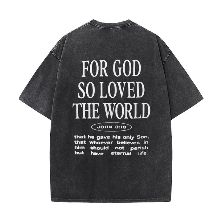 Christianartworkshop "For God So Loved the World" Unisex Washed T-Shirt - Black - 5XL - image 1