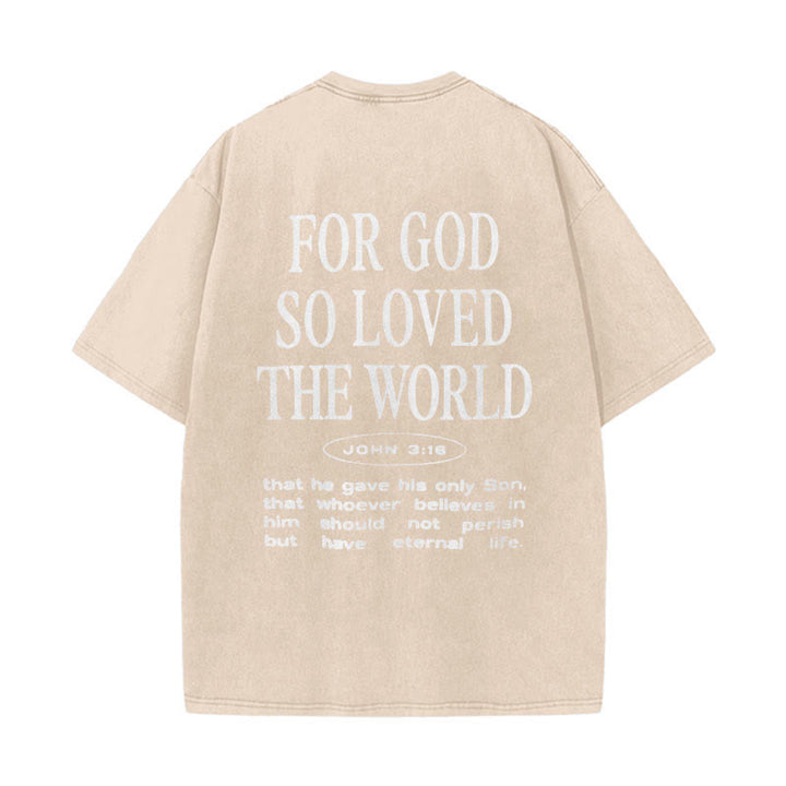 Christianartworkshop "For God So Loved the World" Unisex Washed T-Shirt - Apricot - 5XL - image 13
