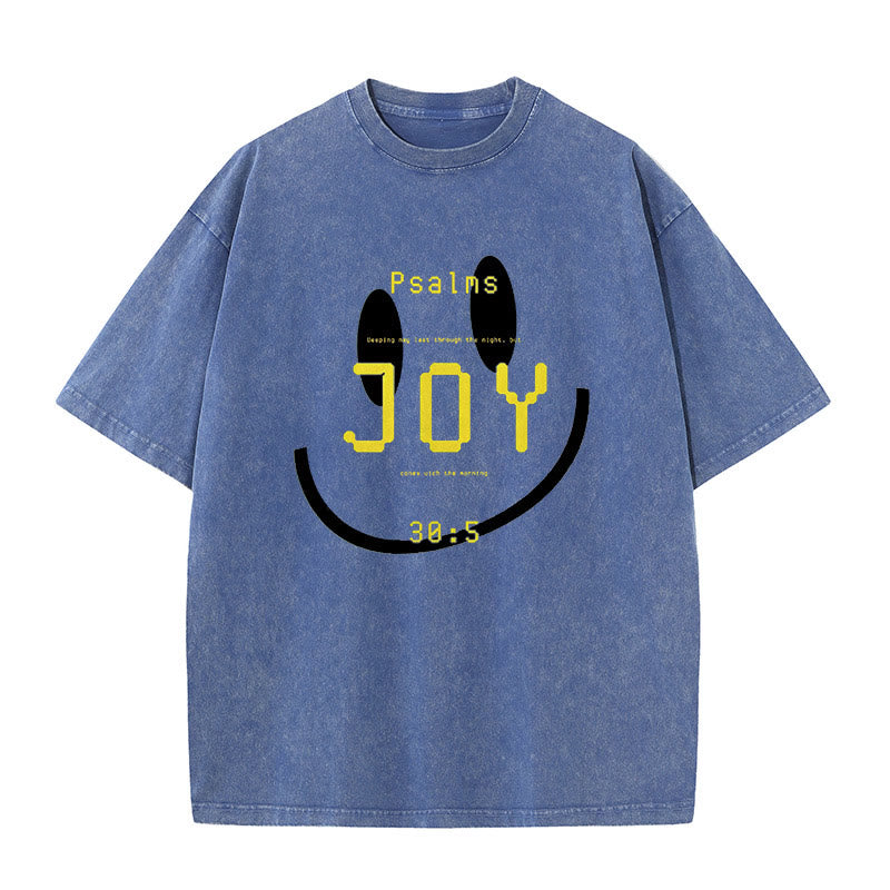 Christianartworkshop Joy Psalm 30:5 Unisex Washed T-Shirt - Blue - 5XL - image 2