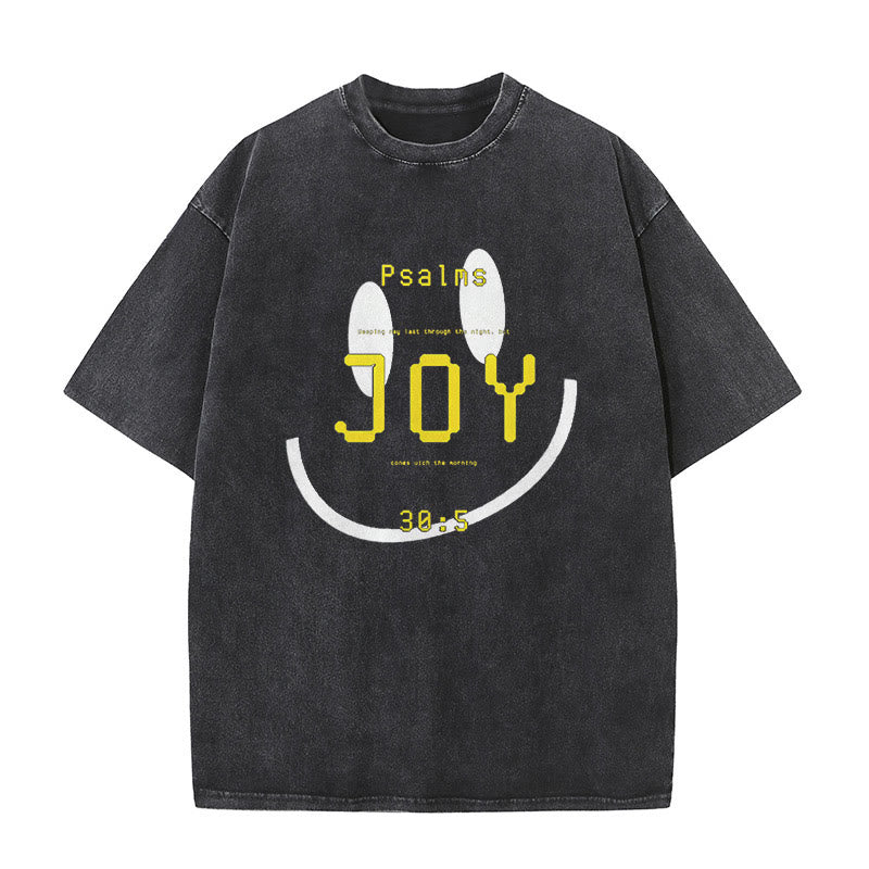 Christianartworkshop Joy Psalm 30:5 Unisex Washed T-Shirt - Black - 5XL - image 1