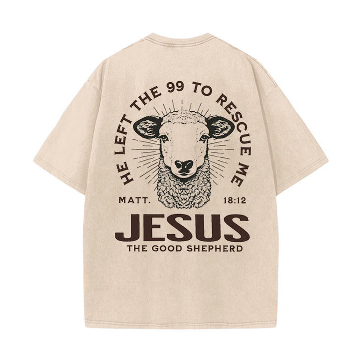 Christianartworkshop "He Left The 99 To Rescue Me" Unisex Washed T-Shirt - Apricot - 5XL - image 12