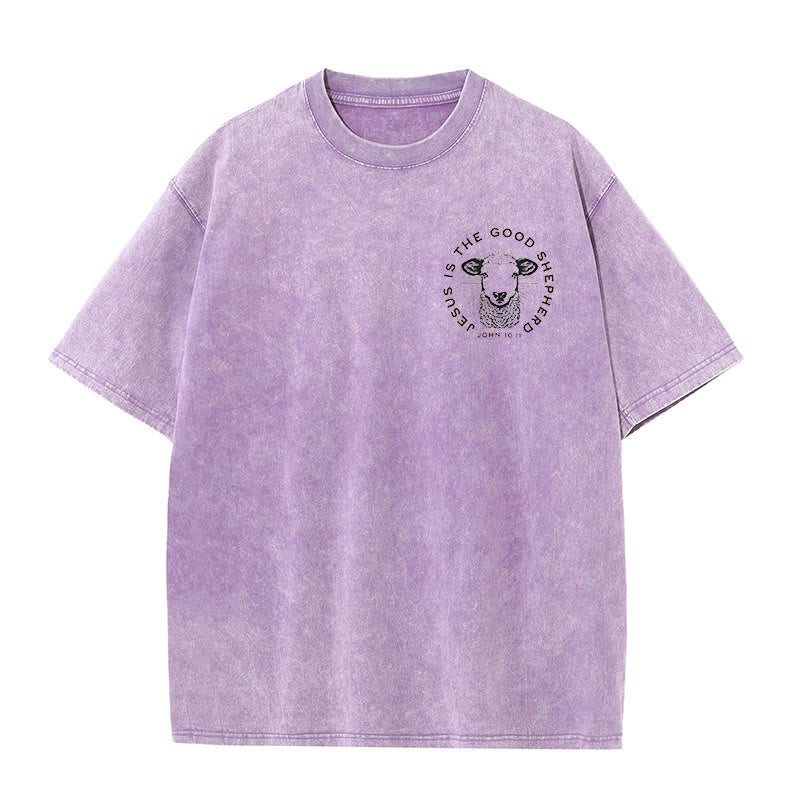 Christianartworkshop "He Left The 99 To Rescue Me" Unisex Washed T-Shirt - image 15