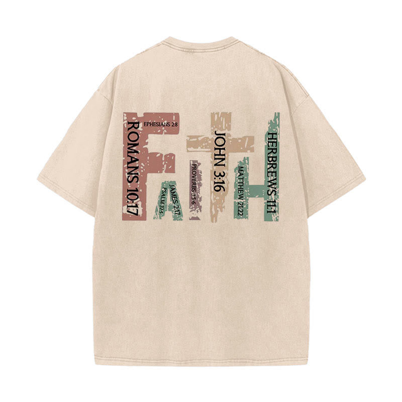 Christianartworkshop Faith - Inspired Bible Verses Unisex Washed T-Shirt - Apricot - 5XL - image 1