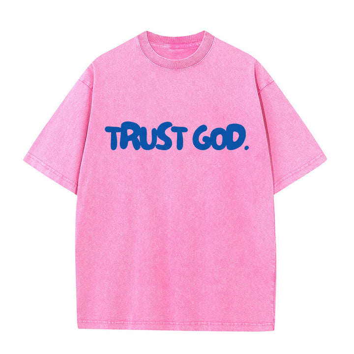 Christianartworkshop Trust In God Unisex Washed T-Shirt - Pink - 5XL - image 9