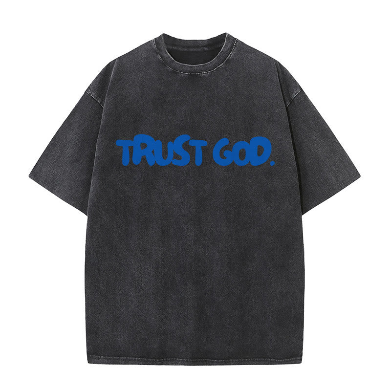 Christianartworkshop Trust In God Unisex Washed T-Shirt - Black - 5XL - image 1