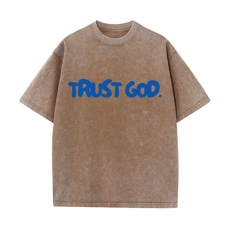 Christianartworkshop Trust In God Unisex Washed T-Shirt - Coffee - 5XL - image 12