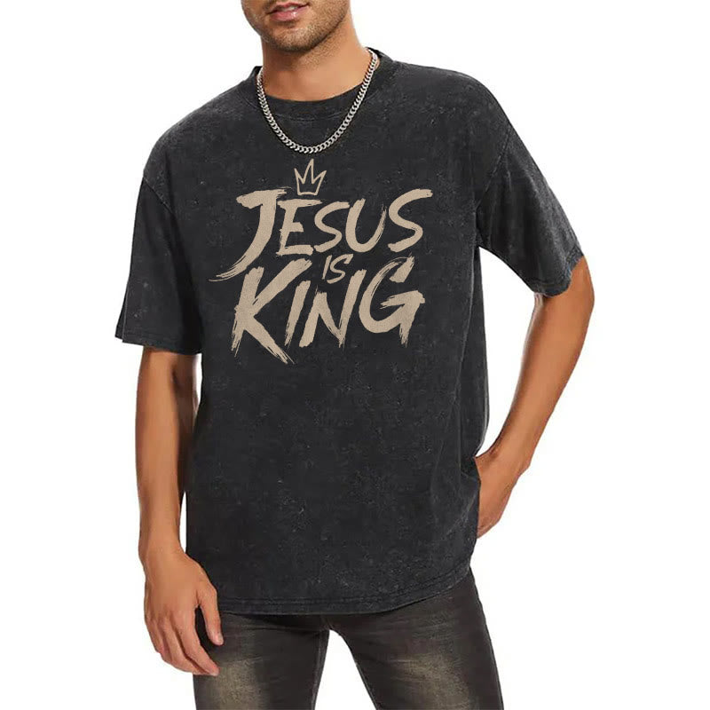 Christianartworkshop Jesus Is King Unisex Washed T-Shirt - image 2