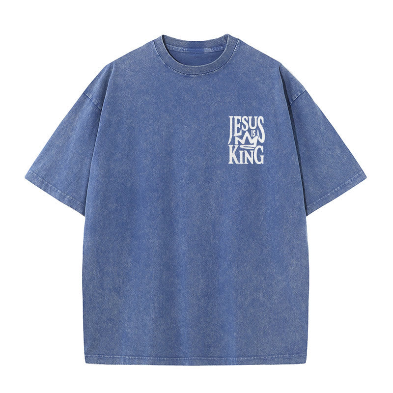 Christianartworkshop Jesus is King Statement Unisex Washed T-Shirt - image 2