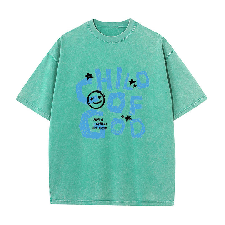 Christianartworkshop Child of God Unisex Washed T-Shirt - Green - 5XL - image 11