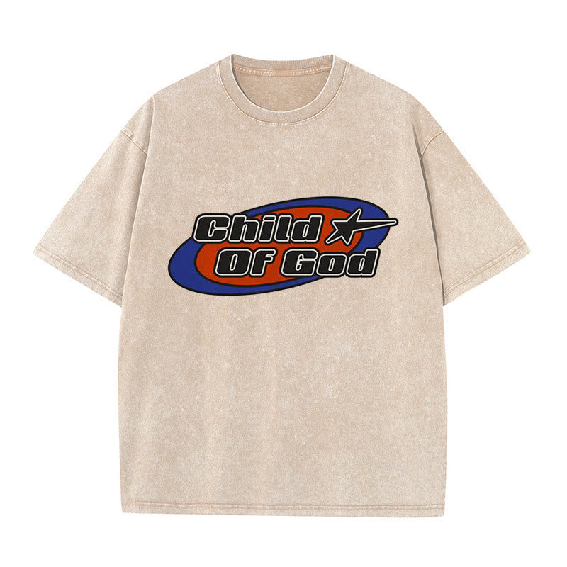 Christianartworkshop Child of God Graphic Unisex Washed T-Shirt - Apricot - 5XL - image 1