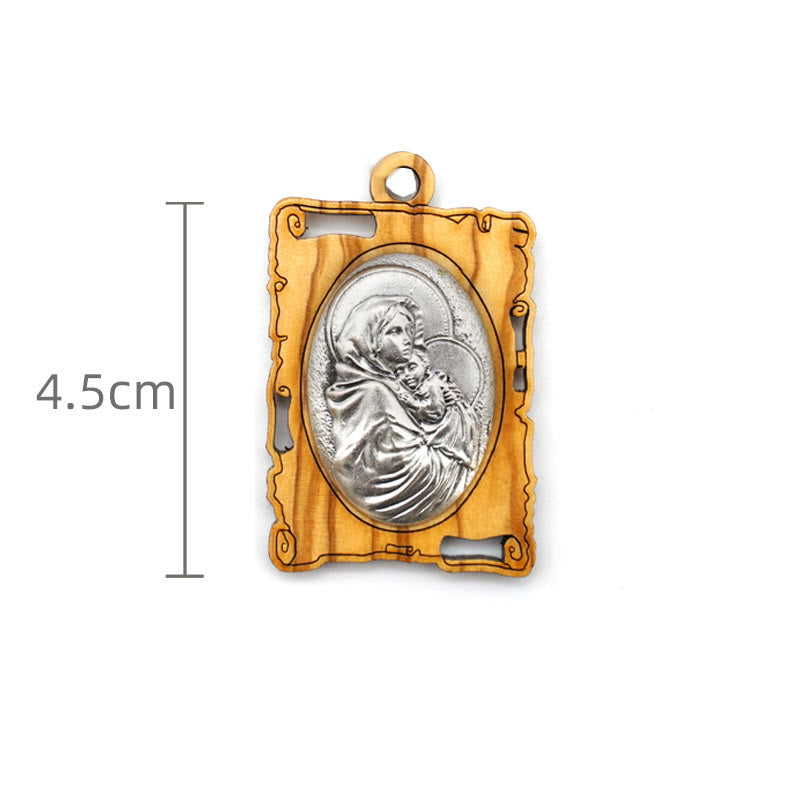 Christianartworkshop Olive Wood & Metal Virgin Mary Pendant Necklace: A Timeless Devotional Keepsake