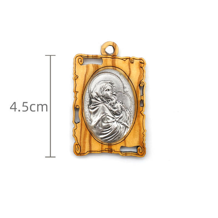 Christianartworkshop Olive Wood & Metal Virgin Mary Pendant Necklace: A Timeless Devotional Keepsake