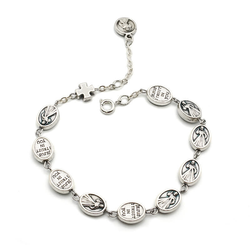 Christianartworkshop St. Benedict, Miraculous Medal & Cross Classic Bracelet: A Timeless Token of Divine Protection - Yeshua Savior - White - image 5