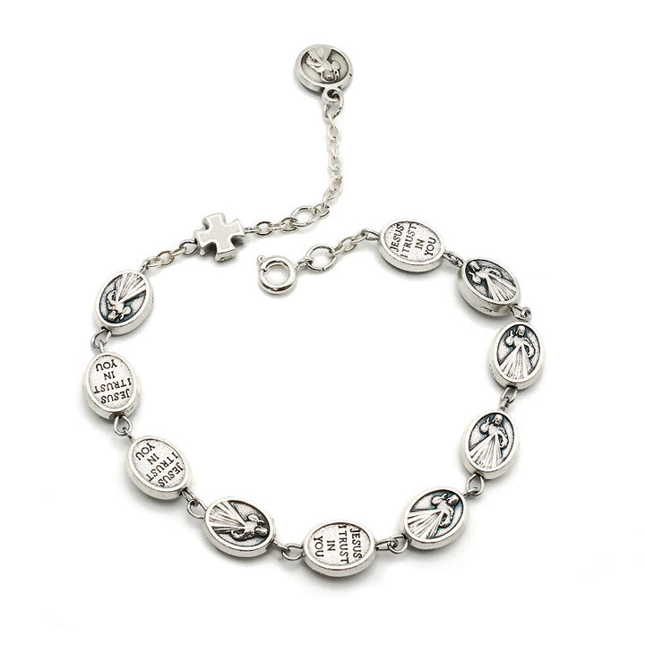 Christianartworkshop St. Benedict, Miraculous Medal & Cross Classic Bracelet: A Timeless Token of Divine Protection - Yeshua Savior - White - image 5