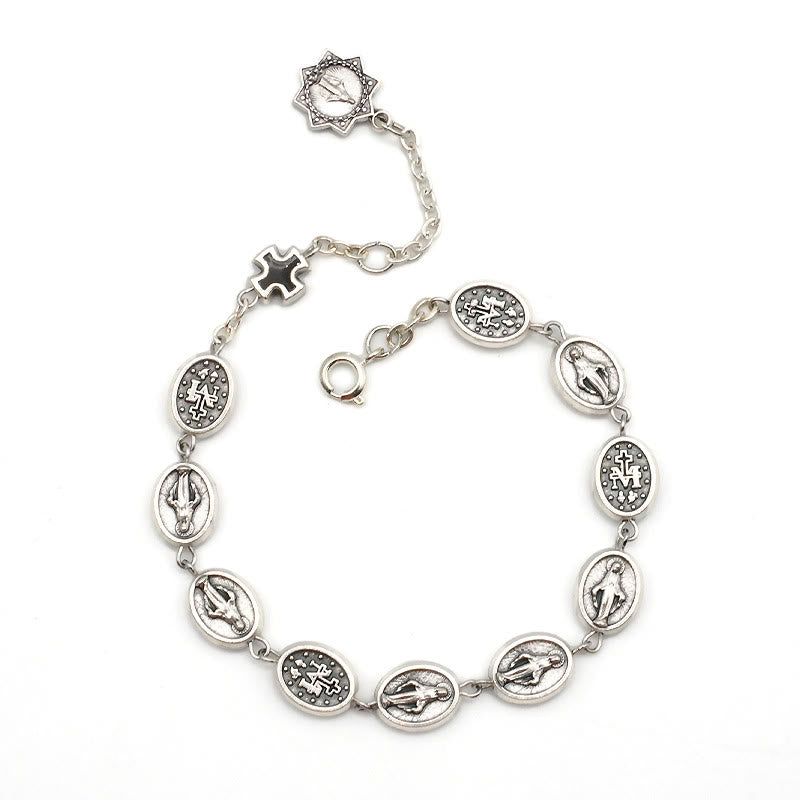 Christianartworkshop St. Benedict, Miraculous Medal & Cross Classic Bracelet: A Timeless Token of Divine Protection - Our Lady - Black - image 8